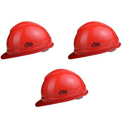 Allen Cooper Industrial Safety Helmet SH-701, Plastic Cradle with Manually adjustable Headband - RED (Pack Of 3)