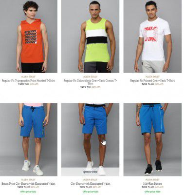 Ajio : ALLEN SOLLY Men's Clothing Upto 80% Off