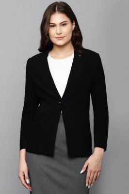 Allen Solly  Women Solid Single Breasted Casual Blazer  (Black)