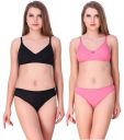 Alley Store Bra Panty Cotton Non-Padded Set for Girl and Women with Adjustable Strap Bra Pack of 2...