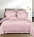 Alliance By Pink Geometric 160 TC Microfibre Queen Sized Bedsheet with 2 Pillow Covers,...