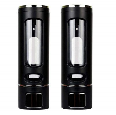 Alligator Multi Purpose Chrome ABS Plastic Soap/Shampoo/Sanitizer/Conditioner/Lotion Gel Dispenser for Bathroom Kitchen 400 ML-Black (Pack of 2)