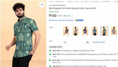 ALLNOORFASHION  Men Regular Fit Printed Spread Collar Casual Shirt