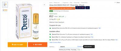 Almas 8ml DEEDS PACK OF 1 Floral Attar  (Floral)