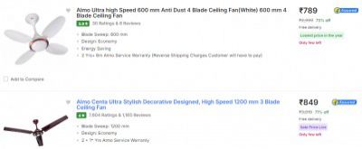 Almo Fans Upto 73% off Starting From ₹789