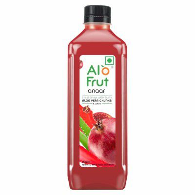 Alo frut Anaar (Pomegranate) Fruit Drink with Tasty Aloevera Chunks & Juice | Goodness of Fresh Fruits and Aloevera | Ready-to-Serve Fruit Juice - 150 ml (Pack of 45)