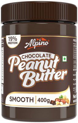 Alpino Chocolate Peanut Butter Smooth 400 G | Roasted Peanuts, Cocoa Powder & Choco Chips
