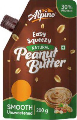 ALPINO Easy Squeezy Natural Peanut Butter Smooth | Unsweetened | 200 g