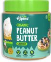 ALPINO Organic Natural Peanut Butter Crunch 400 G | 30% Protein | Made with 100% Organic Peanuts | No Added Sugar & Salt | Plant Based Protein Peanut Butter Crunchy...