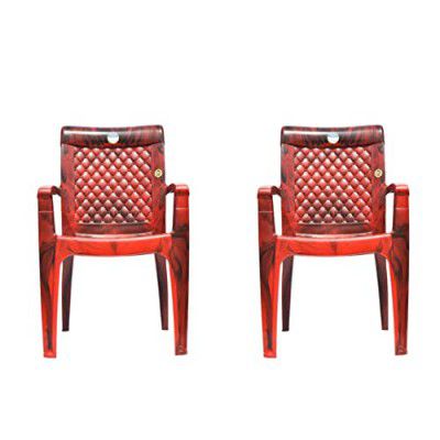 ALSTORM Super-Strong Leather Look Plastic Chairs, Set of 2 Plastic Chairs, Bearing Capacity up to 200Kg (Leather Look Rosewood 2 pcs)