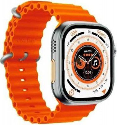alt T800 Smartwatch (Orange Strap, Free Size)