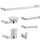 ALTON Brass, 6-Piece Bathroom Accessories Set, Chrome (Towel Rail, Towel Ring, Soap Dish, Tumbler Holder, Toilet Paper Holder, Robe Hook)...