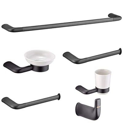 ALTON Gun Brass, 6-Piece Bathroom Accessories Set, (Towel Rail, Towel Ring, Soap Dish, Tumbler Holder, Toilet Paper Holder, Robe Hook)