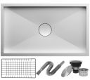ALTON HMS25005, Stainless Steel, 24 x 18 x 10 Handmade Single Bowl Kitchen Sink, Brushed Nickel & Matt finish - Steel color...