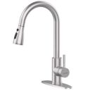 ALTON LEO13000, Single Lever Sink Mixer with Dual Flow Pull-Down Sprayer, Brushed Nickel Finish, Zinc, Silver...