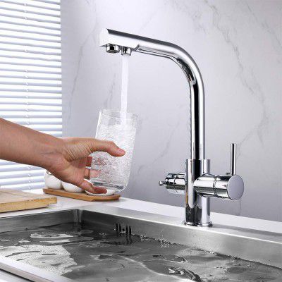 ALTON LEO13055 Brass, 3-in-1 Kitchen Faucet with Water Filter Purifier Out-Let and Swivel Spout (Chrome)