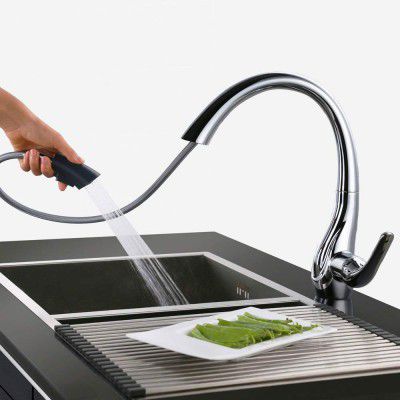 ALTON TSL18035 Single Lever Kitchen Sink Mixer with 360 Swivel Spout and Pull-Down Dual Flow Sprayer (Silver)