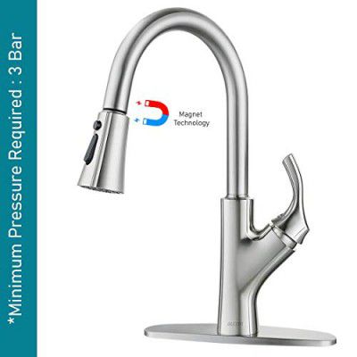ALTON TSL18075 Zinc Single Lever Sink Mixer With 3 Flow Pull-Down Sprayer, Brushed Nickel Finish