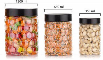 ALTOSA Pack of 12 Plastic Grocery Container  - 1200 ml Black