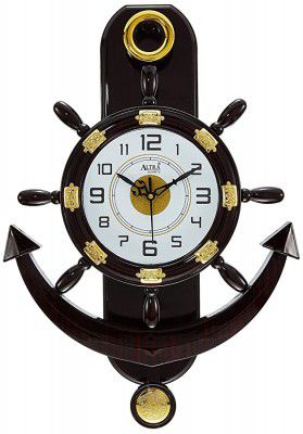 ALTRA Plastic Abstract Pendulum Wall Clock (45 x 30 x 5 cm, Brown)