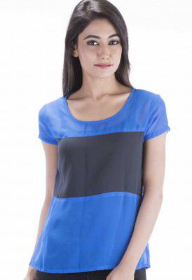 Amadore  Casual Regular Sleeves Solid Women Blue Top