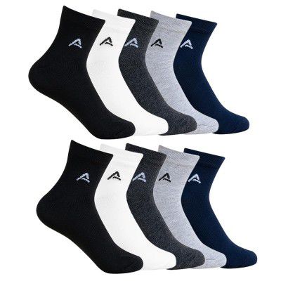 AMAREE Premium Soft & Comfortable Socks – Breathable, Durable & Everyday Wearr - Free Size Multicolor (Pack Of - 10)