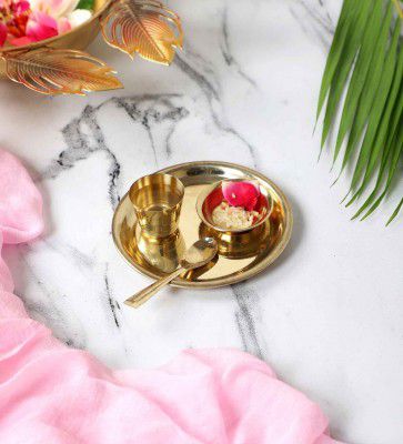 Amaya Decors Gold Brass (Set of 5) Bhog Thaal