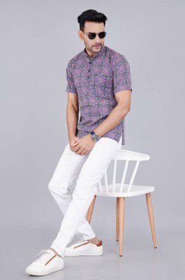 AMAYARA FASHION Men Slim Fit Printed Slim Collar Party Shirt