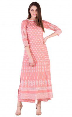 Amayra Women's Cotton Printed Straight Kurti with Palazzos Set