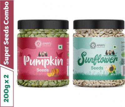 AMAYU Raw Organic Pumpkin Seeds | Sunflower Seeds for Eating Mix Combo Pumpkin Seeds (400 g, Pack of 2)