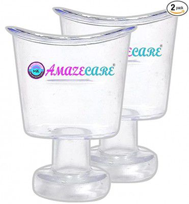 Amazecare Pack of 2 Plastic Transparent Eye Wash Cup Washable & Reusable Toxic Free Material