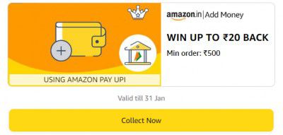 Amazon: Add ₹500 in Amazon Pay Wallet & Win ₹20 Cashback