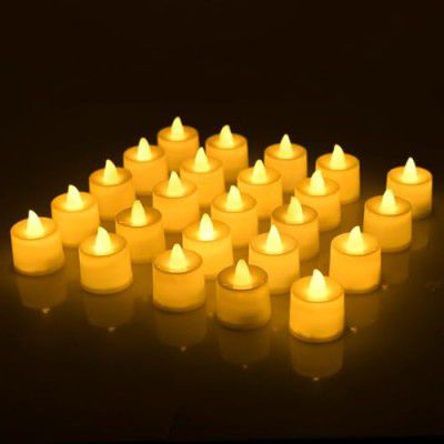 amazon basics 12 Pcs Decorative LED Tealight for Gifting, Mandir, Office & Home Décor (Yellow, Matte)