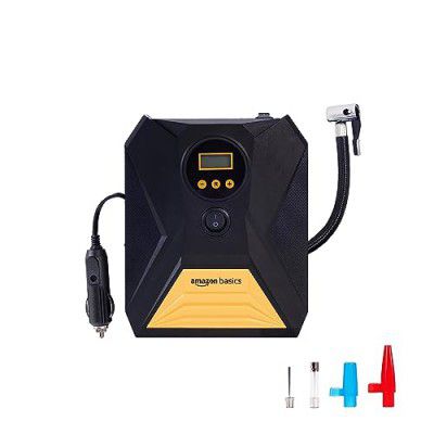 Amazon Basics 12 watts DC Digital Tyre Inflator with with Digital Pressure Gauge,150 Pounds_Per_Square_Inch and Light