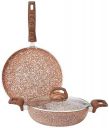 Amazon Basics 2-Piece Non-Stick Cookware Set, Granite Finish, Induction Base (1 Deep Kadai - 24 cm, 1 Tawa - 28 cm; Rust Granito)...