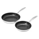 Amazon Basics 2-Piece Non-Stick Stainless Steel Fry Pan Set, 25.4-cm and 20.32-cm...