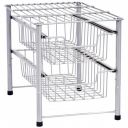 amazon basics 2-Tier Sliding Drawers Basket Storage Organizer, Silver...
