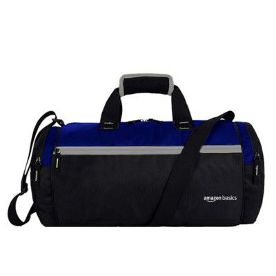 Amazon Basics 26-Liter Duffle Bag for Travel, Gym & Sports Size - Medium | Black & Blue)
