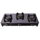 Amazon Basics 3 Burner Glass Top Gas Stove With Auto Ignition, Brass Burner, Crown Pan Supports, ISI Approved, Toughed Glass Top, Anti Skid Legs – Black...