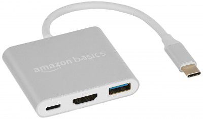 Amazon Basics 3 in 1 Type C USB Hub (Grey)