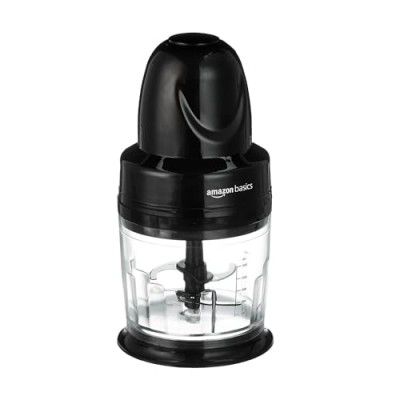 Amazon Basics 300 Watts Wired Electric Chopper with 4-leaf Rust-Resistant Blades and Unbreakable 830 ml Polycarbonate Jar (One-Touch Operation)