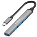Amazon Basics 4-in-1 Hub Multiport Adapter, USB Type-C with Aluminium Shell, 1xUSB 3.0 & 3xUSB 2.0 for PC, MacBook, Mac Mini, iMac, Tablet, and Smartphone...