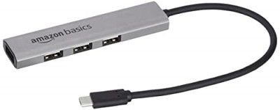 amazon basics 4 Port Type C USB Hub 3.1 USB C to 4 Ports USB A 3.1 Adapter Super High Speed Data Transfer and Charging, Type-C Mobile Devices (Grey)