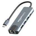 Amazon Basics 5-in-1 Hub Multiport Adapter, USB Type-C with Aluminium Shell, 100Mbps Ethernet Port, HDMI 4K, 1xUSB 3.0, 1xUSB 2.0, 100Mbps Ethernet, 100W Charging for MacBook, DELL & Type C Devices...