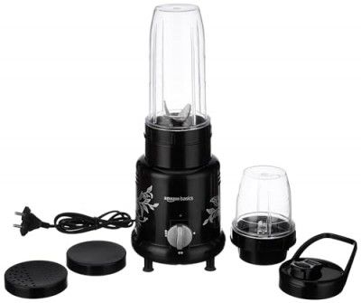 amazon basics 500 Watt Nutri Blender with 3 Speed Settings and 2 Unbreakable Polycarbonate Jars - 600 ml + 300 ml, ISI-Marked, Black
