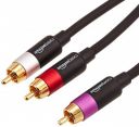 Amazon Basics 8 Feet 1/2-Male to 2-Male RCA Audio Interconnects for Television, DVD Player (Black, Silver, Red, Purple)...