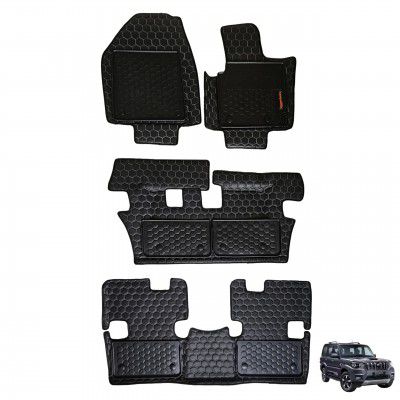 Amazon Basics 8D Premium Car Floor Mats for Mahindra Scorpio (7 Seater | Manual Transmission | 2024 & Older)| TPE | Black