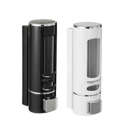 Amazon Basics Abs Wall Mounted Shampoo Sanitizer Lotion Hand Dish Wash Gel Liquid Soap Dispenser for Bathroom Kitchen Pack of 2 (400 Ml, White & Black, Plastic)