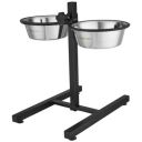 Amazon Basics Adjustable Double Diner for Food and Water| Extra Rubber Support |H-Base and Two Removable Stainless Steel Bowls 2 X 1500 ml...