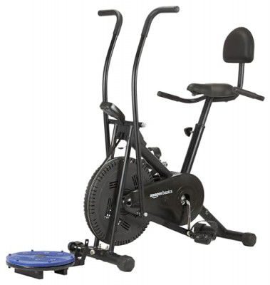Amazon Basics Air Bike Exercise Cycle with Moving or Stationary Handles, Max User Weight 100 Kg
